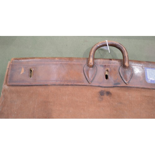 1481 - Early Vintage L Vuitton Paris / London Leather Mounted Canvas Steamer Travel Bag, approx 61cm square... 