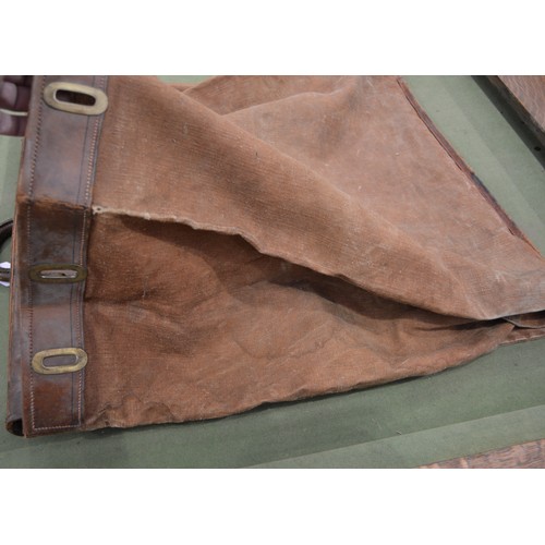 1481 - Early Vintage L Vuitton Paris / London Leather Mounted Canvas Steamer Travel Bag, approx 61cm square... 