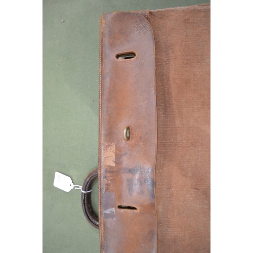 1481 - Early Vintage L Vuitton Paris / London Leather Mounted Canvas Steamer Travel Bag, approx 61cm square... 