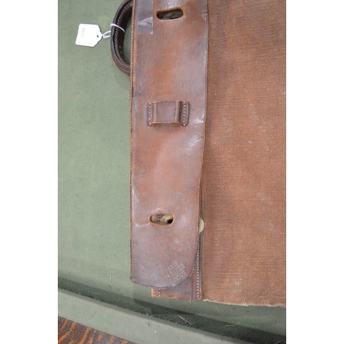 1481 - Early Vintage L Vuitton Paris / London Leather Mounted Canvas Steamer Travel Bag, approx 61cm square... 