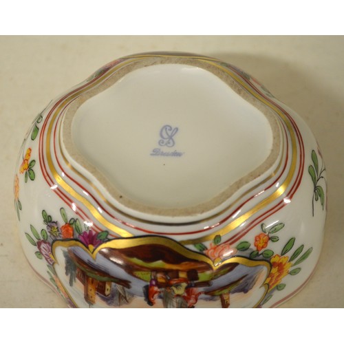 1100 - Meissen Jar and Cover, Dresden Shallow Bowl with Matching Jar and Cover.