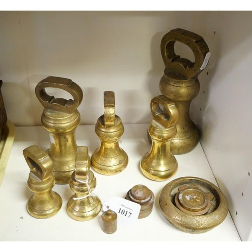 1017 - Vintage Brass Bell & Other Weights.