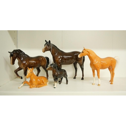 1057 - Three Beswick China Horses, Foal & Donkey.