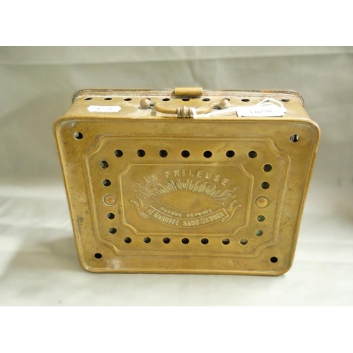 1058 - Vintage French Brass Portable Stove, approx 20cm across.