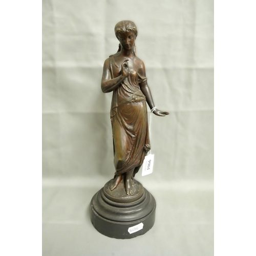 1066 - Bronze Sculpture Grecian Female Figure Signed Ricard, approx 31cm tall.