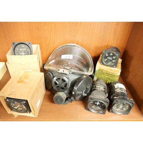 1121 - Vintage Aircraft Instruments & Full Face Oxygen Mask by Scott Lancaster NY.