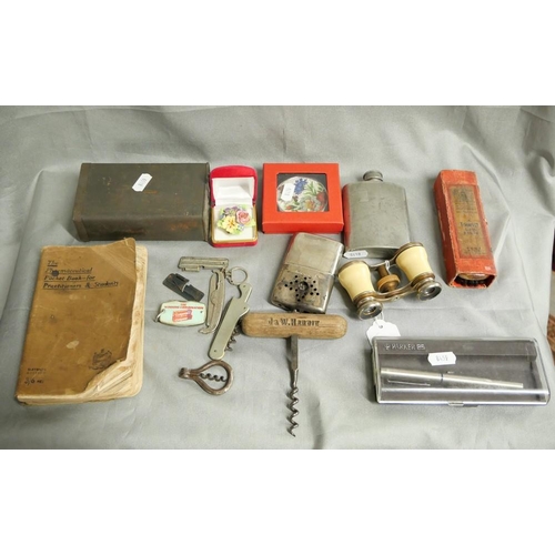 1179 - Box - Opera Glasses, Hip Flask, Pocket Knives etc.