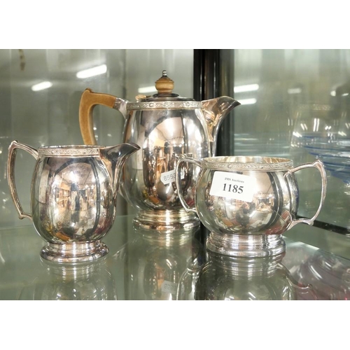 1185 - Three Piece Silverplated Tea Service.