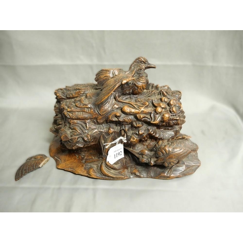 1192 - Black Forrest Style Carved Wood Trinket Box, approx 22cm across.