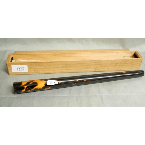 1204 - Tortoiseshell Parasol Handle in Wooden Case.