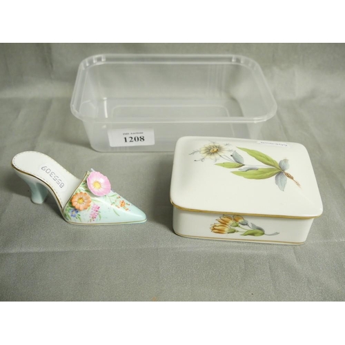 1208 - Herend Porcelain Box and Cabinet Shoe.