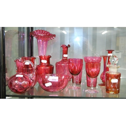 1216 - Large Collection of Antique & Vintage Ruby Glass.