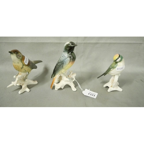 1221 - Three Vintage Karl Ens Porcelain Birds (AF).