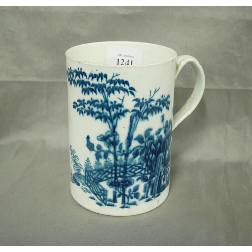 1241 - Antique First Period Worcester Plantation Pattern Mug, approx 15cm tall.