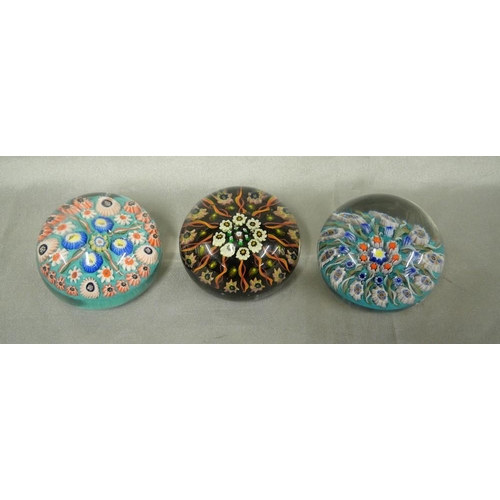 1247 - Three Vintage Glass Paperweights.