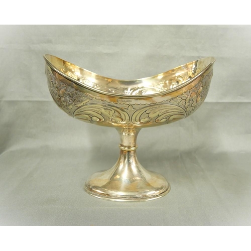 1259 - Vintage Chased & Embossed Silverplated Footed Bowl.