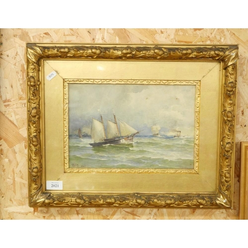 2021 - Framed Watercolour - Sailing & Other Boats Signed J S Fraser, approx 29 x 19cm.