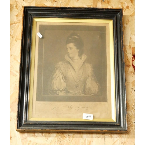 2077 - 18th Century Antique Frame Print - Duchess of Gordon.