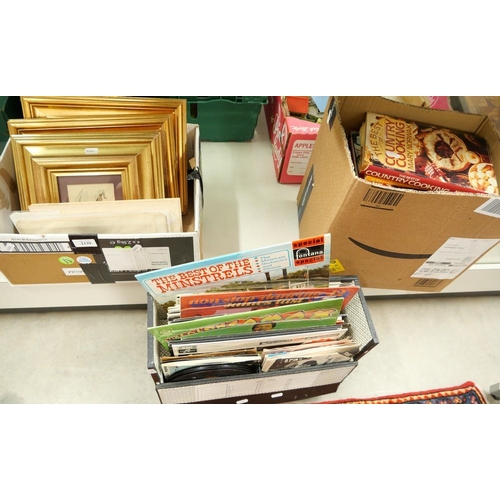 2139 - 3 Boxes - Assorted Prints, LP Records, Single Records and Books