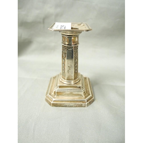 2225 - Sheffield Silver Dwarf Candlestick with weighted base.