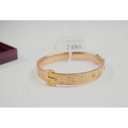 2480 - 9ct Gold Bangle, 9.2g