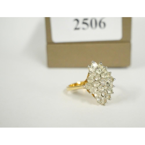 2506 - Yellow Metal Dress Ring, size UK Q.