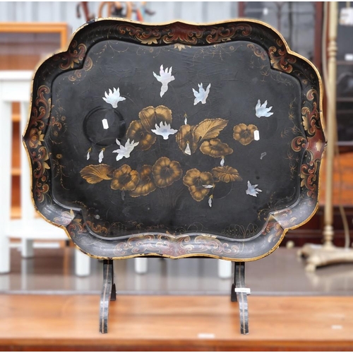 3066 - Lacquered Inlaid Paper Mache Folding Table