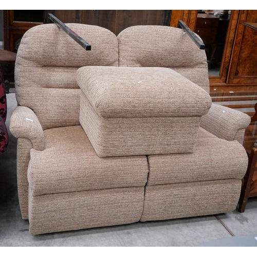 3069 - Upholstered 2 Seater Sofa & Footstool