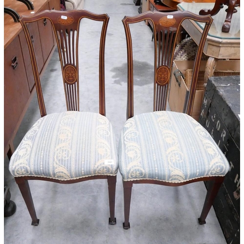 3089 - Pair Of Edwardian Mahogany Inlaid Chairs