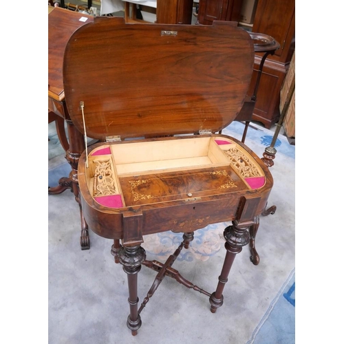 3290 - Walnut Inlaid work table