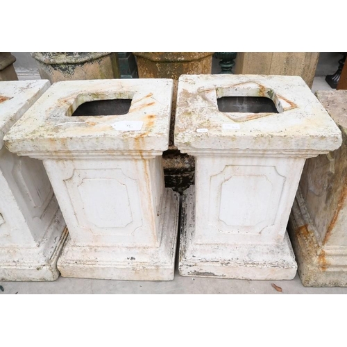 15 - Pair of Painted Cast Stone Garden Pedestals