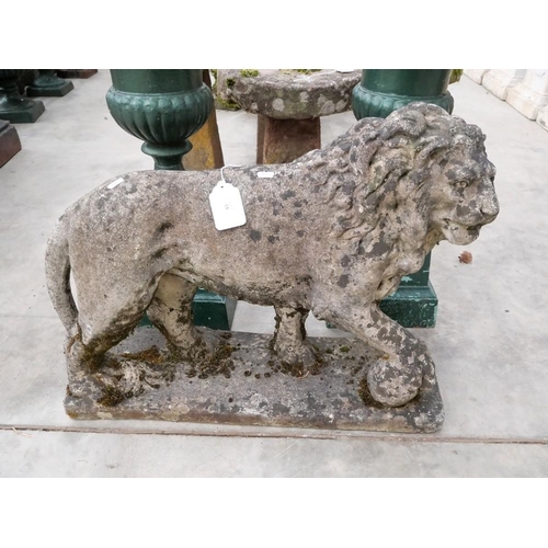 18 - Cast Stone Lion Holding Ball Garden Ornament