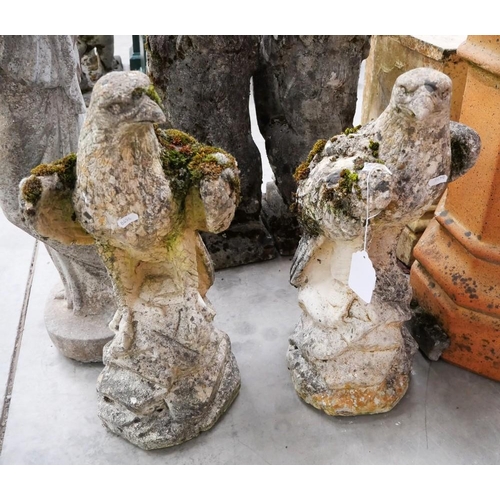 2 - Pair of Cast Stone Eagle Garden Ornaments