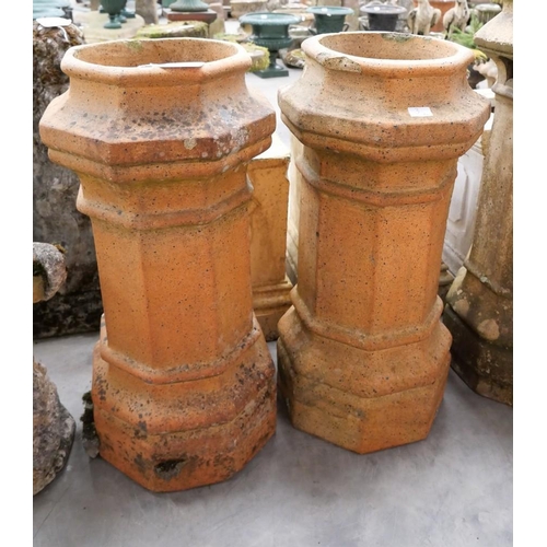 3 - Pair of Clay Chimney Pot Planters