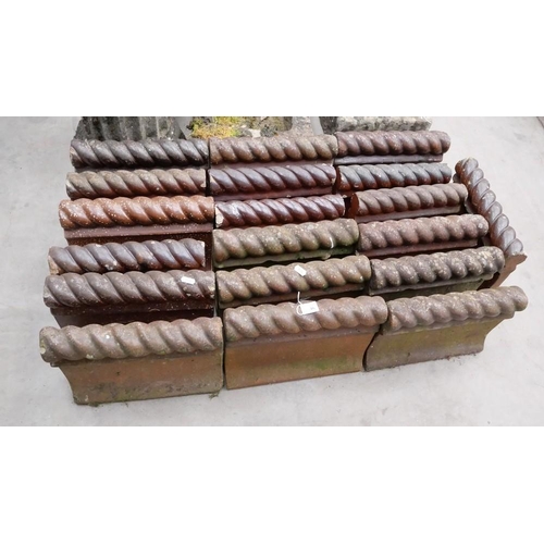 46 - 19 Sections of Antique Clay Twist Top Garden Edging