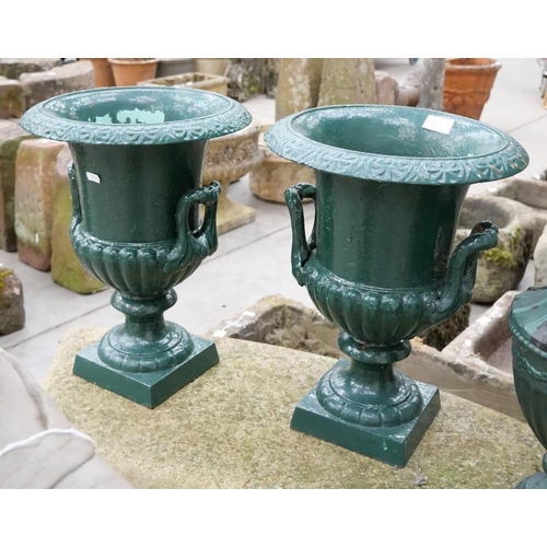 58 - Pair of Painted Cast Iron Garden Urns