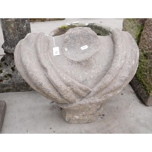 73 - Carved Sandstone Headless Bust - approx 36cm tall & 46cm across.