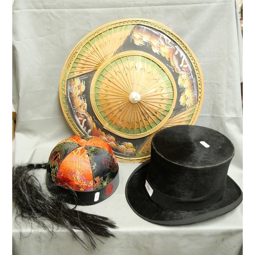 818 - 2 Chinese Hats & Top Hat By William Bell Of Edinburgh