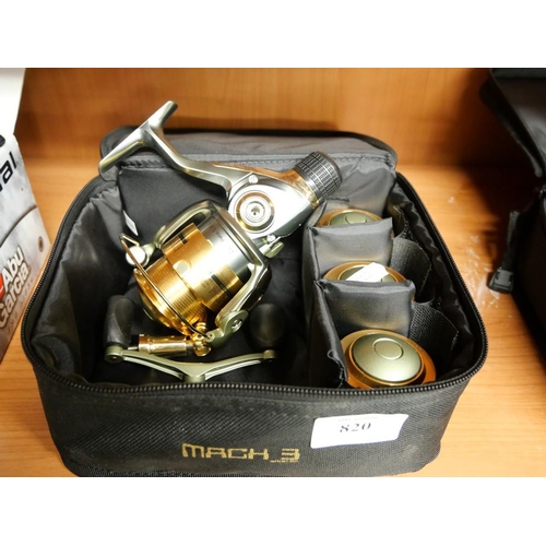 820 - Shakespeare Mach 3 Reel With 3 Spare Spools & Case