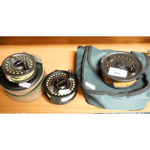 826 - Leeda Dragonfly Fly Reel & Case, Orvis Battenkill Fly Reel & Case, Orvis DXR Flyreel