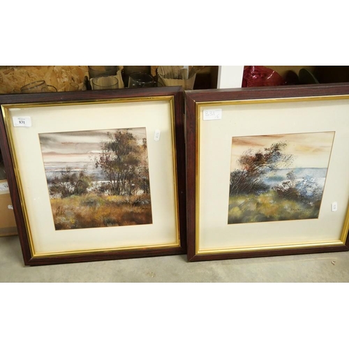 831 - Pair of Framed Watercolours - Moorland Scenes, approx 22 x 22cm.