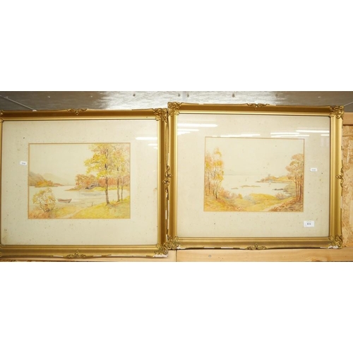 834 - Pair Of Gilt Framed Watercolours - Coastal Scenes Signed Davis