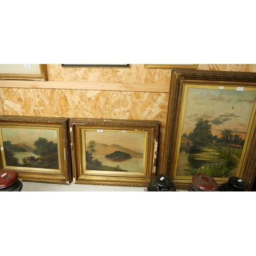 838 - Three Gilt Framed Oil Paintings Landscapes Signed