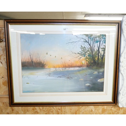 845 - Watercolor - Winter Landscape By Ian Bates