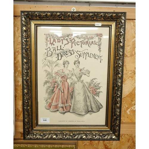 848 - Gilt Framed Advertising Print - Ladies Pictorial Ball Dress Supplement