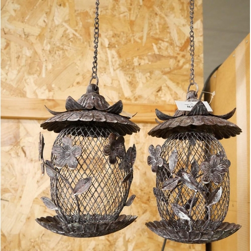 852 - Pair Of Metal Bird Feeders