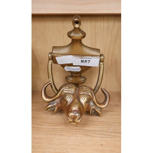 857 - Brass Door Knocker - Bull