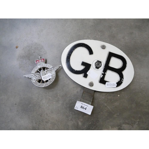 864 - AA GB Badge & Civil Service Car Badge