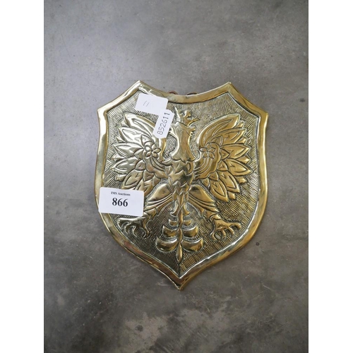 866 - Brass Shield Shaped Polish Plaque