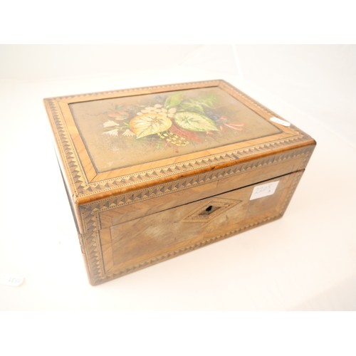 2205A - Victorian Painted and Inlaid Trinket Box